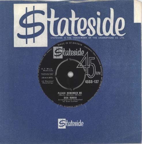 Dick Roman Please Remember Me 7" vinyl single (7 inch record / 45) UK 5DR07PL721027