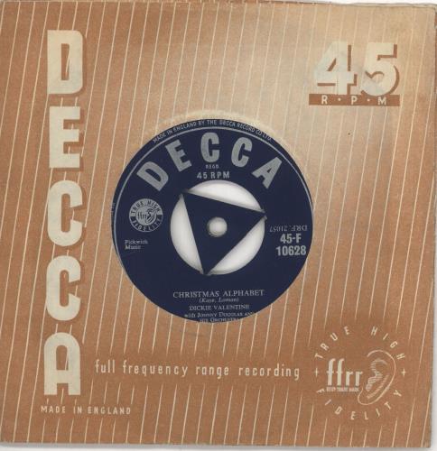 Dickie Valentine Christmas Alphabet 7" vinyl single (7 inch record / 45) UK VLT07CH741629