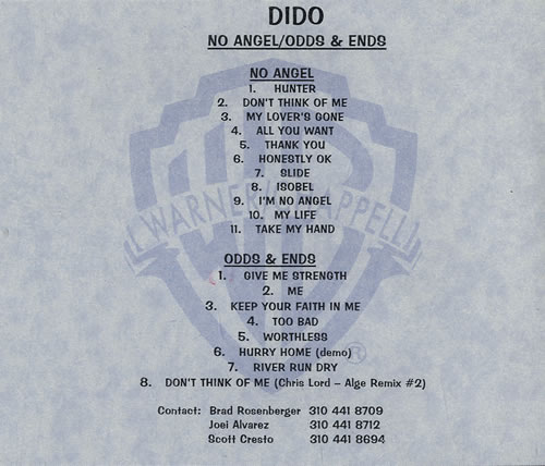 Dido Odds & Ends CD-R acetate US ODICROD181719