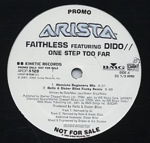 Dido One Step Too Far 12" vinyl single (12 inch record / Maxi-single) US ODI12ON216465