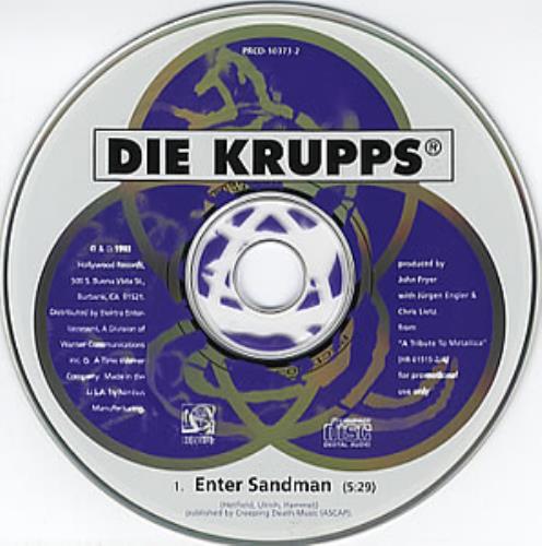 Die Krupps Enter Sandman CD single (CD5 / 5") US DIKC5EN139715