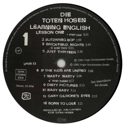 Die Toten Hosen Learning English Lesson 1 vinyl LP album (LP record) UK DTHLPLE195978