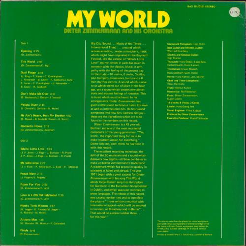 Dieter Zimmermann My World vinyl LP album (LP record) German 44TLPMY799501