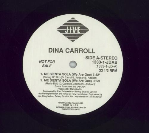 Dina Carroll Me Sienta Sola (We Are One) 12" vinyl single (12 inch record / Maxi-single) US DNC12ME122636