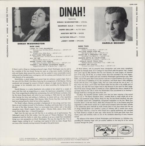Dinah Washington Dinah! vinyl LP album (LP record) Japanese DNHLPDI888484