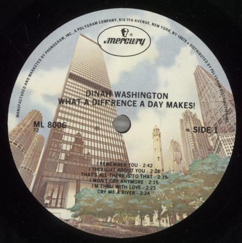 Dinah Washington What A Diff'rence A Day Makes! vinyl LP album (LP record) US DNHLPWH888485