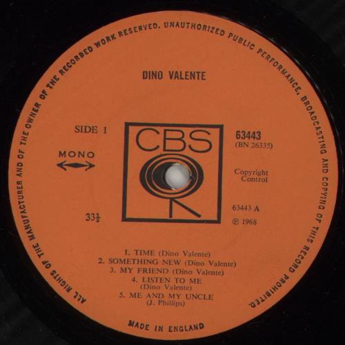 Dino Valenti Dino Valente vinyl LP album (LP record) UK DVILPDI871733