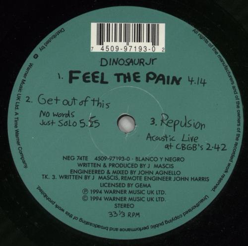 Dinosaur Jr Feel The Pain - Etched - VG 10" vinyl single (10 inch record) UK DJR10FE869241