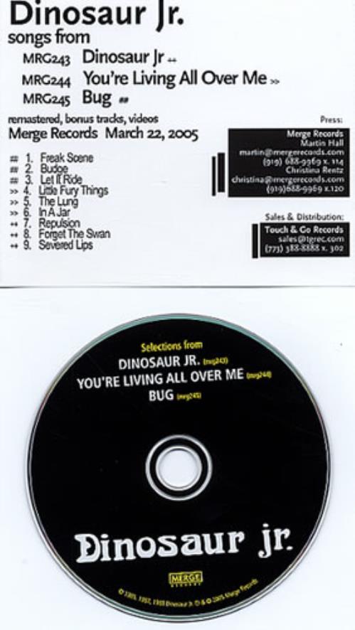 Dinosaur Jr Selections From Dinosaur Jr, You're All Over Me and Bug CD album (CDLP) Canadian DJRCDSE328871