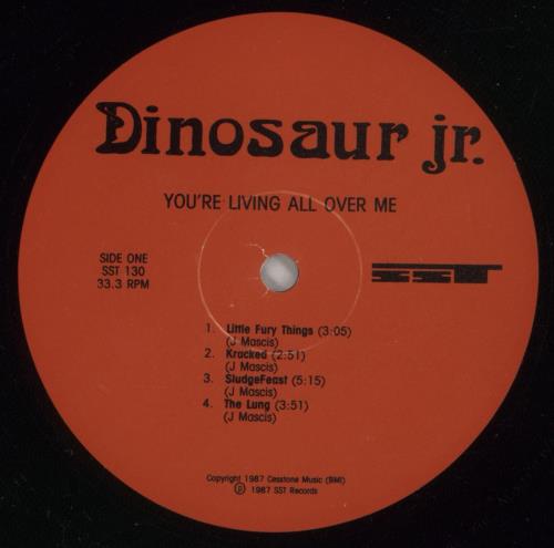 Dinosaur Jr You're Living All Over Me - 2nd - Red Label w/ Black Text vinyl LP album (LP record) US DJRLPYO874173