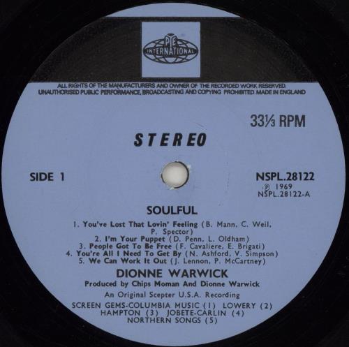 Dionne Warwick Soulful vinyl LP album (LP record) UK DIWLPSO762840