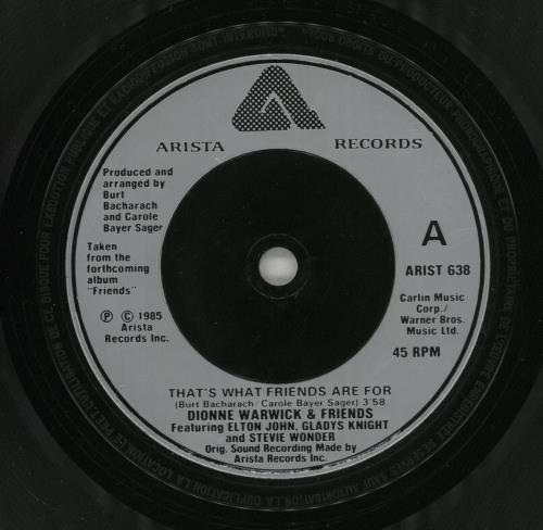 Dionne Warwick That's What Friends Are For 7" vinyl single (7 inch record / 45) UK DIW07TH496920