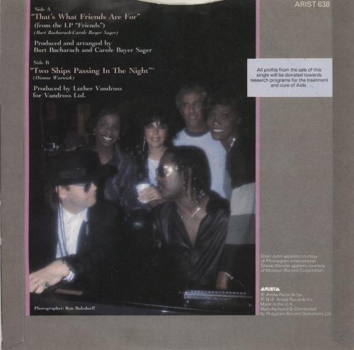 Dionne Warwick That's What Friends Are For 7" vinyl single (7 inch record / 45) UK DIW07TH496920