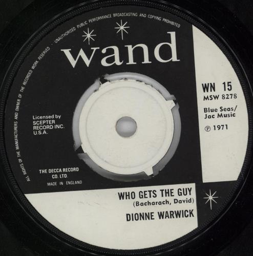Dionne Warwick Who Gets The Guy 7" vinyl single (7 inch record / 45) UK DIW07WH751694