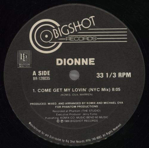 Dionne Come Get My Lovin' 12" vinyl single (12 inch record / Maxi-single) Canadian DGX12CO857265