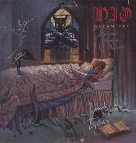 Dio Dream Evil - Autographed vinyl LP album (LP record) US DIOLPDR392973