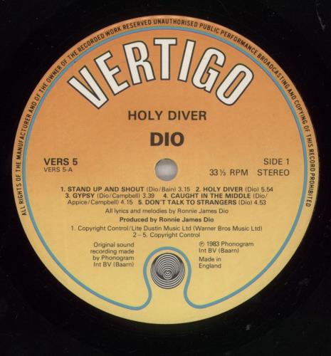 Dio Holy Diver + inner - EX vinyl LP album (LP record) UK DIOLPHO879828