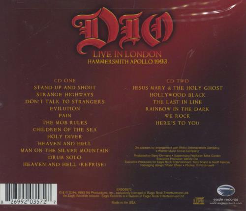 Dio Live in London Hammersmith Apollo 1993 - Sealed 2 CD album set (Double CD) US DIO2CLI824608