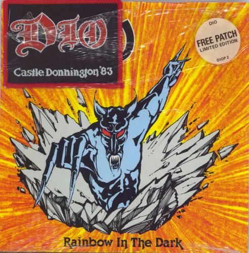 Dio Rainbow In The Dark + Patch - Hype Stickered Shrink 7" vinyl single (7 inch record / 45) UK DIO07RA773165