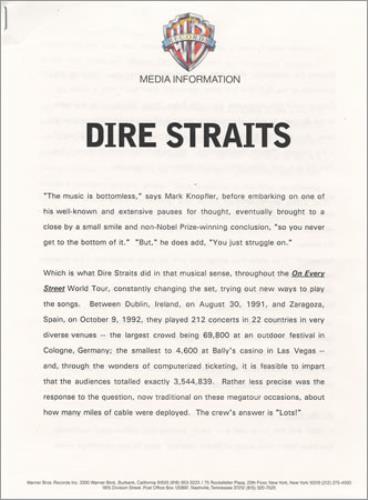 Dire Straits On Every Street media press pack US DIRPPON29358