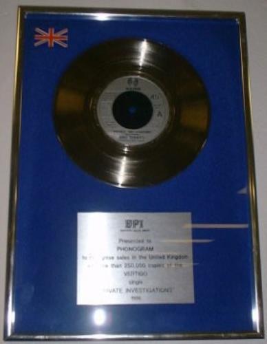 Dire Straits Private Investigations award disc UK DIRAWPR138580