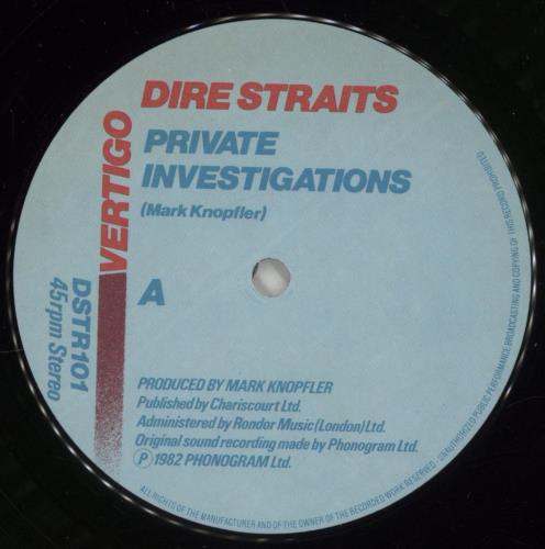 Dire Straits Private Investigations 10" vinyl single (10 inch record) UK DIR10PR02373