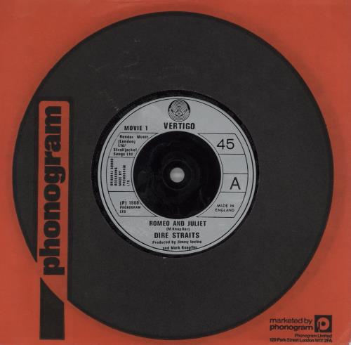 Dire Straits Romeo And Juliet 7" vinyl single (7 inch record / 45) UK DIR07RO604514