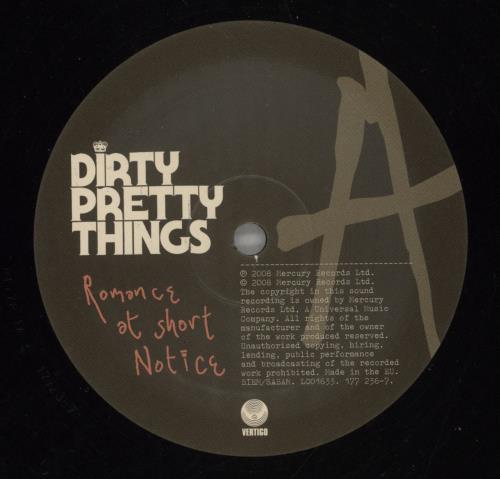 Dirty Pretty Things Romance At Short Notice vinyl LP album (LP record) UK DIGLPRO437384