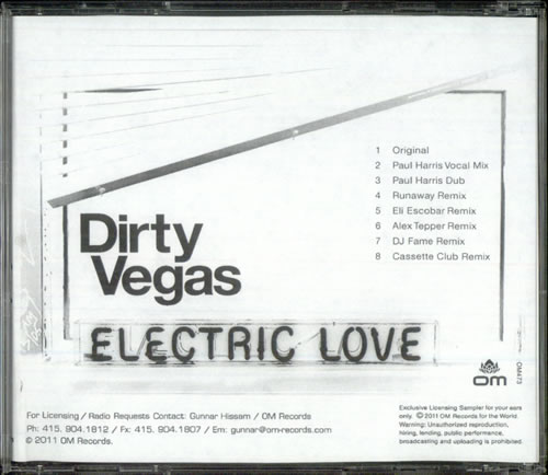 Dirty Vegas Electric Love CD-R acetate US DTGCREL533611