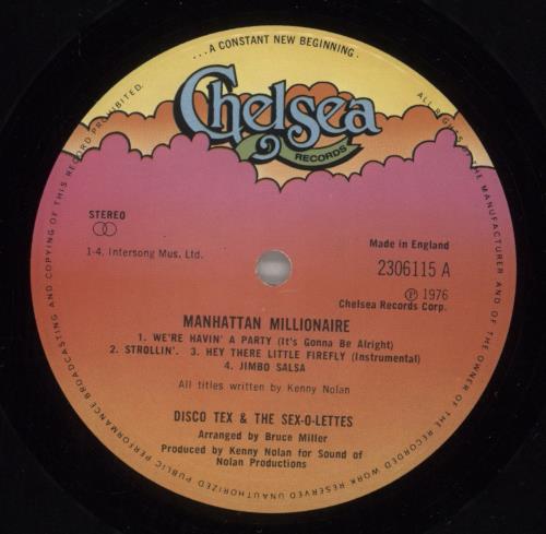 Disco Tex And The Sex-O-Lettes Manhattan Millionaire vinyl LP album (LP record) US DSXLPMA881889