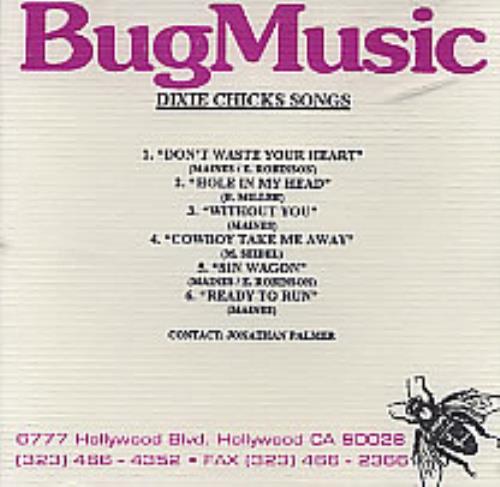 Dixie Chicks Dixie Chick Songs CD-R acetate US XIECRDI257597
