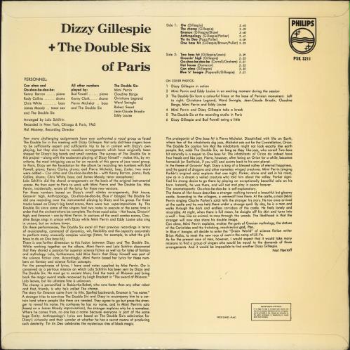 Dizzy Gillespie + The Double Six Of Paris vinyl LP album (LP record) South African DB5LPTH772320