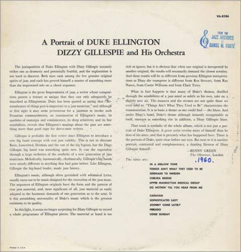 Dizzy Gillespie A Portrait Of Duke Ellington vinyl LP album (LP record) US DB5LPAP360754