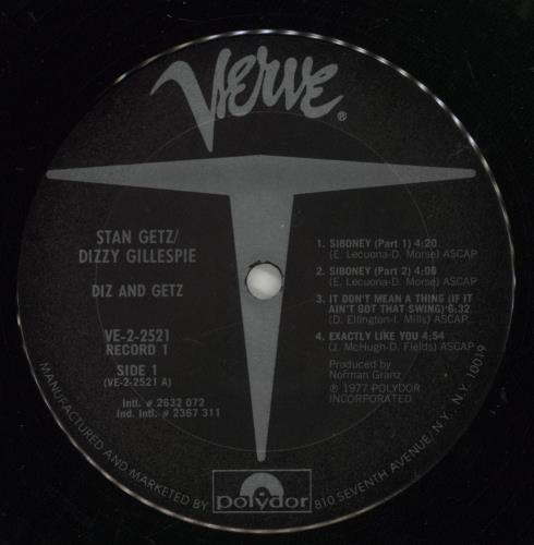 Dizzy Gillespie Diz And Getz 2-LP vinyl record set (Double LP Album) US DB52LDI533749