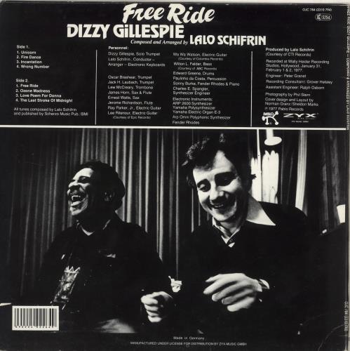 Dizzy Gillespie Free Ride vinyl LP album (LP record) German DB5LPFR734504