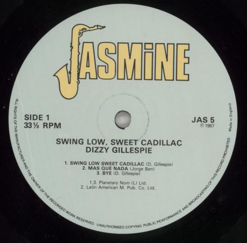 Dizzy Gillespie Swing Low, Sweet Cadillac vinyl LP album (LP record) UK DB5LPSW532615