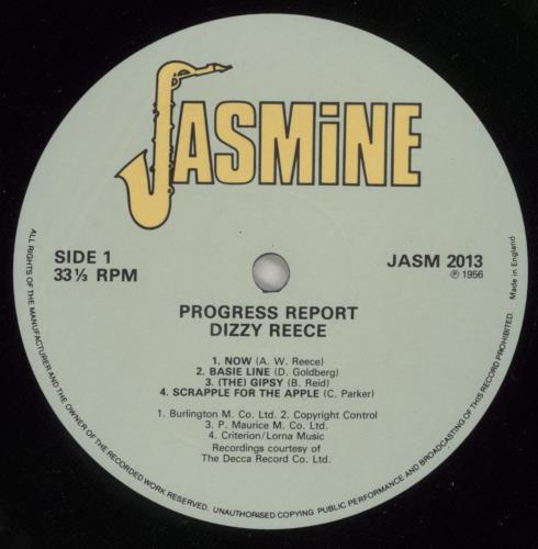Dizzy Reece Progress Report vinyl LP album (LP record) UK ZZYLPPR799423