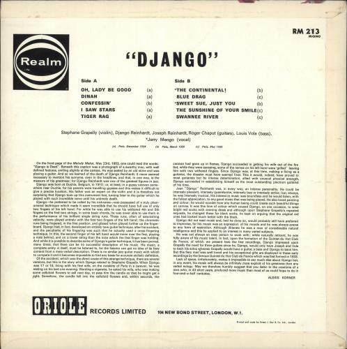Django Reinhardt Django vinyl LP album (LP record) UK DR1LPDJ732121