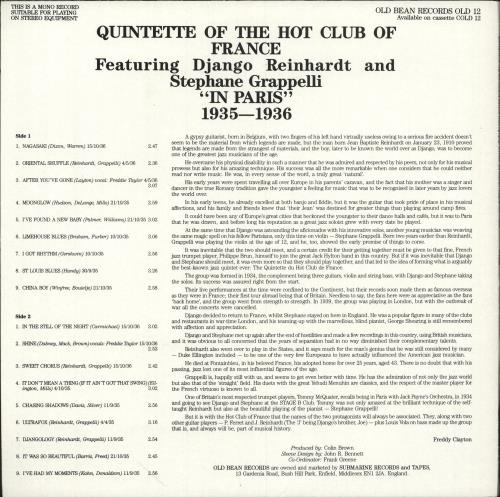 Django Reinhardt In Paris 1935-1936 vinyl LP album (LP record) UK DR1LPIN747213