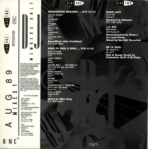 DMC August 89 Mixes 1 12" vinyl single (12 inch record / Maxi-single) UK DZ-12AU704129