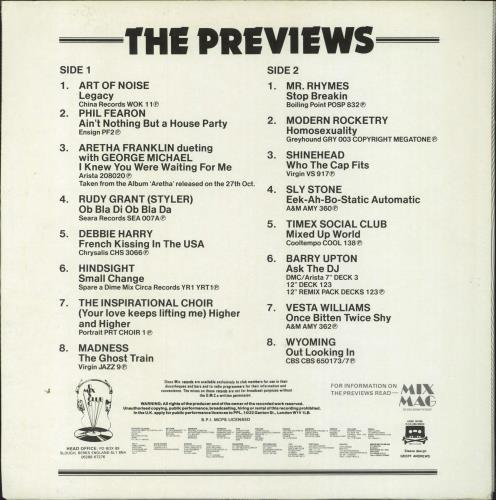 DMC November 86 Previews vinyl LP album (LP record) UK DZ-LPNO798698