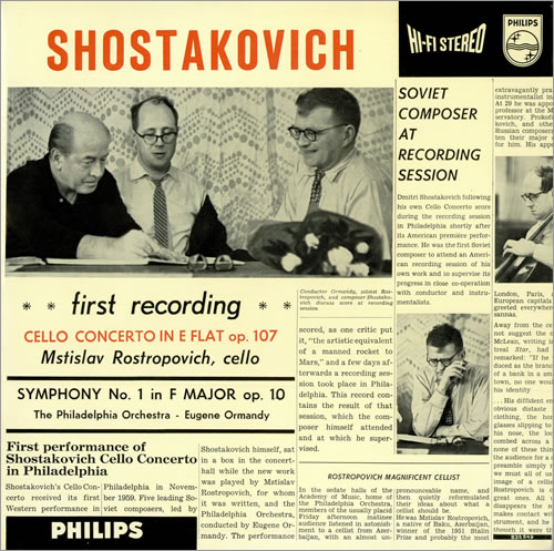 Dmitri Shostakovich Cello Concerto In E Flat, Symphony No. 1 In F Major vinyl LP album (LP record) Dutch S4ILPCE481588