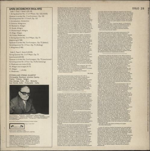 Dmitri Shostakovich Shostakovich: String Quartets Nos. 3 & 11 vinyl LP album (LP record) UK S4ILPSH880050