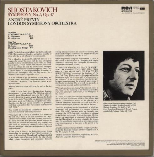 Dmitri Shostakovich Shostakovich: Symphony No. 5, Op. 47 vinyl LP album (LP record) UK S4ILPSH878244