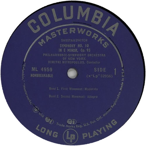 Dmitri Shostakovich Symphony No. 10 in E Minor, Op. 93 vinyl LP album (LP record) US S4ILPSY632956