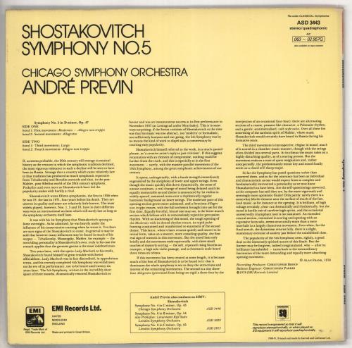 Dmitri Shostakovich Symphony No. 5 - 2nd vinyl LP album (LP record) UK S4ILPSY737435