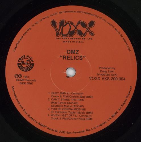 DMZ Relics vinyl LP album (LP record) US D63LPRE890295