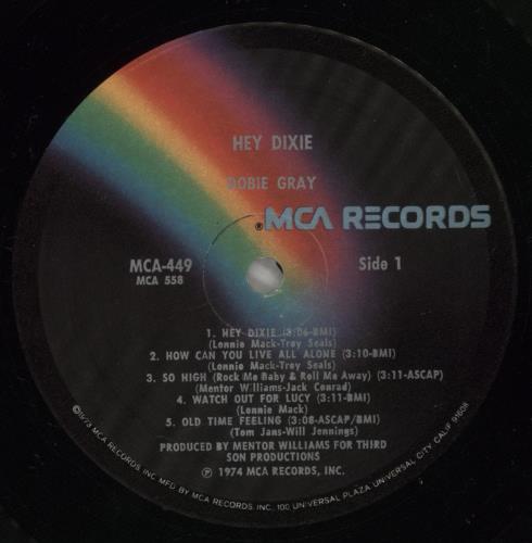 Dobie Gray Hey Dixie vinyl LP album (LP record) US DGYLPHE625323