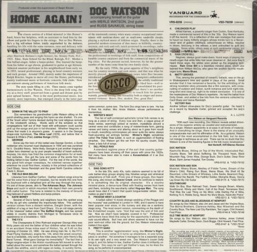 Doc Watson Home Again! - 180gm vinyl LP album (LP record) US DOCLPHO881171