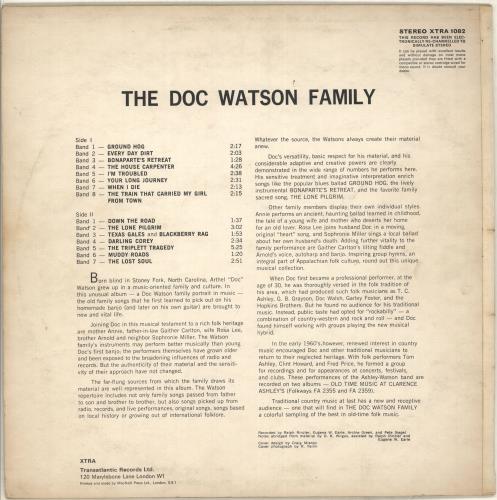 Doc Watson The Doctor Watson Family vinyl LP album (LP record) UK DOCLPTH713575